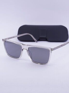 Saint Laurent SL668 003 Rectangle Sunglasses - Beige / Silver